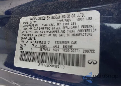 2017 Infiniti Q60 3.0T Premium from USA, damaged, VIN JN1EV7EKXHM362113